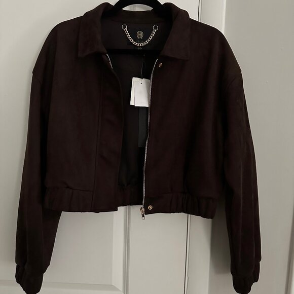 NWT House of Harlow 1960 Brown Cropped Jacket Sz M FREE SHIPPING - Picture 1 of 8